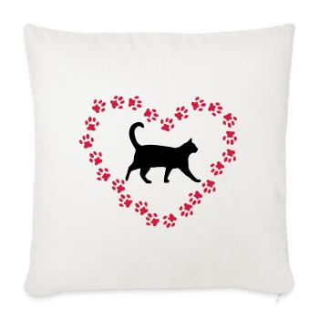 Cat & Heart made of cat paws - Sofa pillowcase 17,3'' x 17,3'' (45 x 45 cm) - natural white - Front