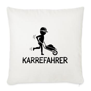 Bauarbeiter mit Schubkarre – KARREFAHRER - Sofakissenbezug 45 x 45 cm - Naturweiß  - Vorne
