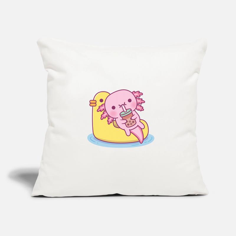 Cute Axolotl Chilling On Duck Pool Float Sofa pillowcase 17,3'' x 17,3'' (45 x 45 cm)