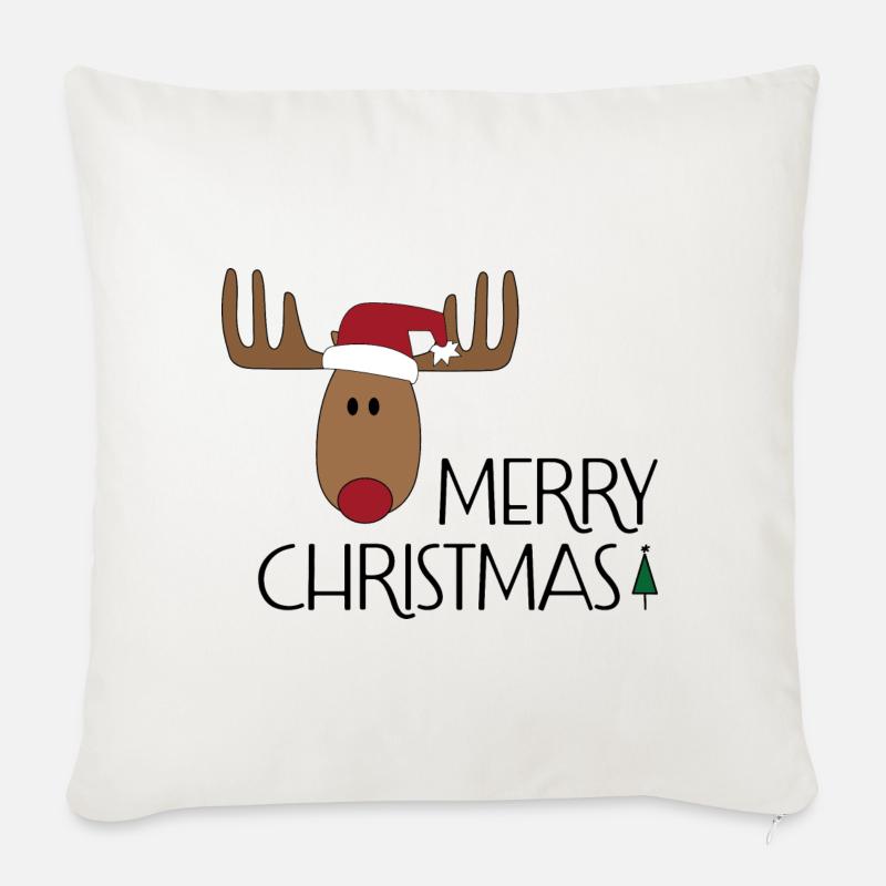 Frohe Weihnachten - Sofakissenbezug 45 x 45 cm - Naturweiß 