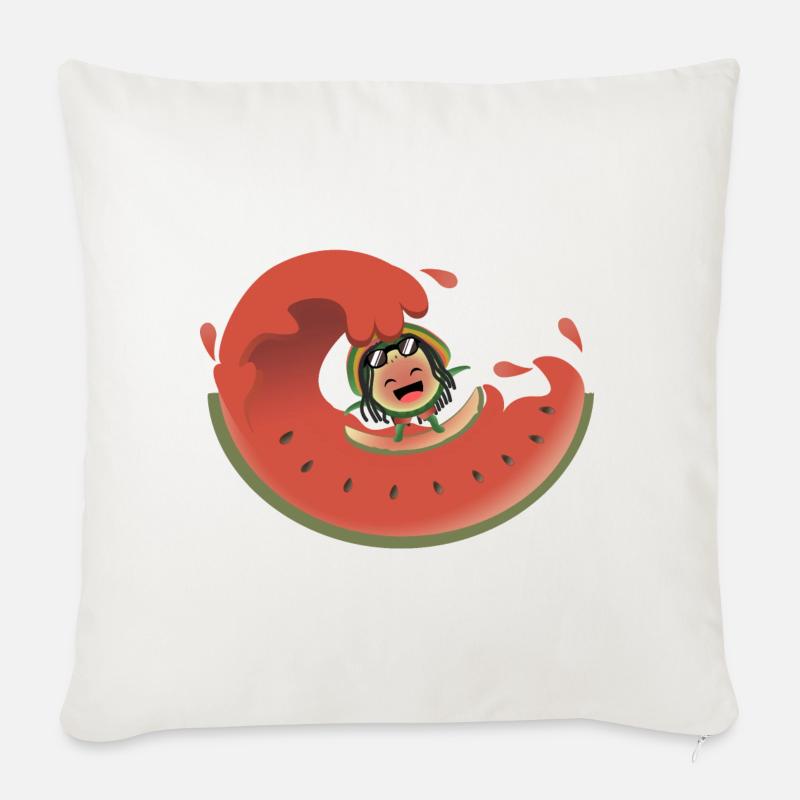 Surfende Wassermelone - Sofakissenbezug 45 x 45 cm - Naturweiß 