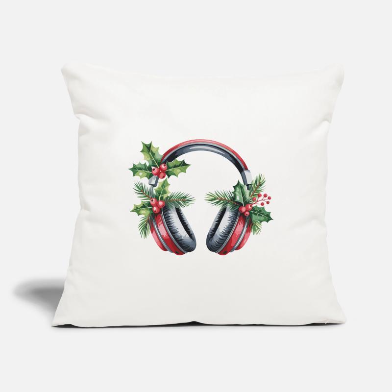 Weihnachtskopfhörer mit Tannengrün Sofakissenbezug 45 x 45 cm