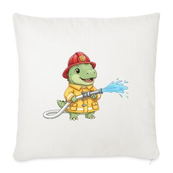 Enfants Dinosaures de la brigade des pompiers T-Rex - Housse de coussin décorative 45 x 45 cm - blanc nature - Devant