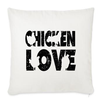 Fans de poulet - Coq - Coq - Poulet fleur - Bio - Housse de coussin décorative 45 x 45 cm - blanc nature - Devant
