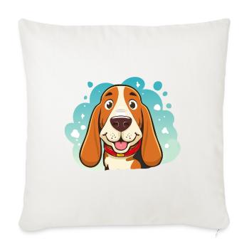 Kleiner Basset Hound (Porträt/Nah) - Sofakissenbezug 45 x 45 cm - Naturweiß  - Vorne