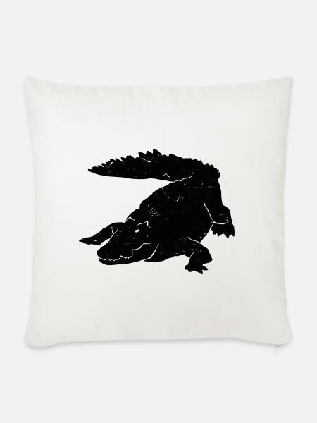 Krokodil Kunst Silhouette Grafik Wildtierliebhaber - Sofakissenbezug 45 x 45 cm - Naturweiß