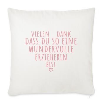Beste Erzieherin Herz Dankeschön Kindergärtnerin - Sofakissenbezug 45 x 45 cm - Naturweiß  - Vorne