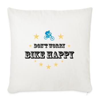 Don't worry bike happy - Sofakissenbezug 45 x 45 cm - Naturweiß  - Vorne
