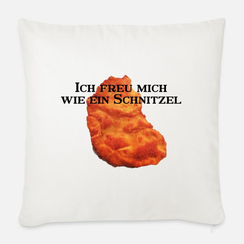 Ich freu mich wie ein Schnitzel rework - Sofakissenbezug 45 x 45 cm - Naturweiß 