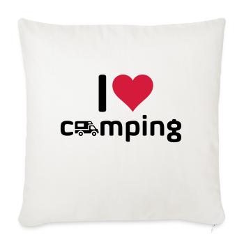 I love camping Wohnmobil - Housse de coussin décorative 45 x 45 cm - blanc nature - Devant