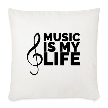 La musique est ma vie Logo du musicien Symbole Clé - Housse de coussin décorative 45 x 45 cm - blanc nature - Devant