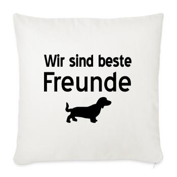 Dackel - Sofakissenbezug 45 x 45 cm - Naturweiß  - Vorne