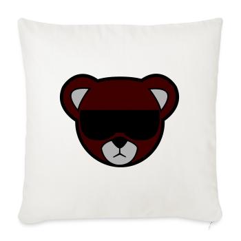 Rotbrauner Bär mit Sonnenbrille - Sofakissenbezug 45 x 45 cm - Naturweiß  - Vorne