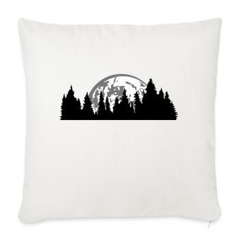 lune nuit pleine lune réglage arbre forêt conifère - Housse de coussin décorative 45 x 45 cm - blanc nature - Devant