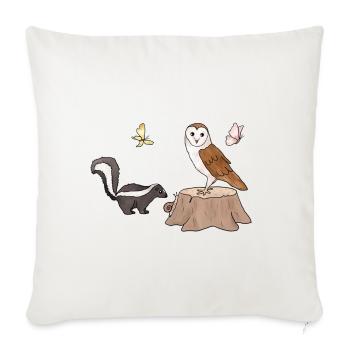 Skunk und Eule.png - Sofakissenbezug 45 x 45 cm - Naturweiß  - Vorne