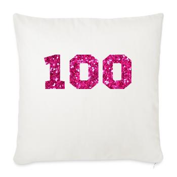 Number 100 Pink Glitter - 100th Anniversary - Sofa pillowcase 17,3'' x 17,3'' (45 x 45 cm) - natural white - Front