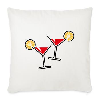 2 verres à cocktail / cocktail / martini + (rouge) - Housse de coussin décorative 45 x 45 cm - blanc nature - Devant