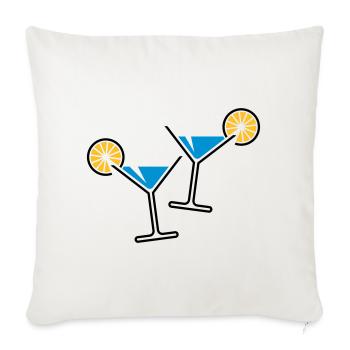 2 verres cocktail (bleu clair) - Housse de coussin décorative 45 x 45 cm - blanc nature - Devant