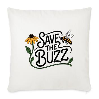 SAVE THE BUZZ – Bienen und Biodiversität - Sofakissenbezug 45 x 45 cm - Naturweiß  - Vorne