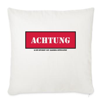 Achtung kann spuren von alkohol enthalten - Sofakissenbezug 45 x 45 cm - Naturweiß  - Vorne