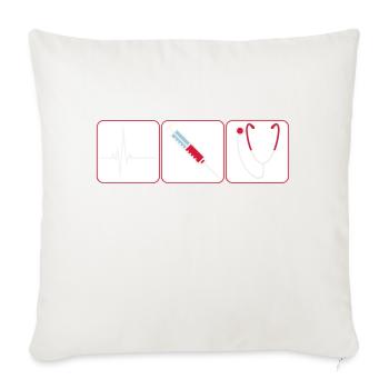 3 logo de seringue de bouton de docteur Écoute au stéthoscope - Housse de coussin décorative 45 x 45 cm - blanc nature - Devant
