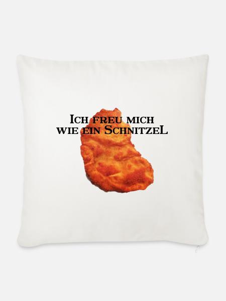 Ich freu mich wie ein Schnitzel - Sofakissenbezug 45 x 45 cm - Naturweiß