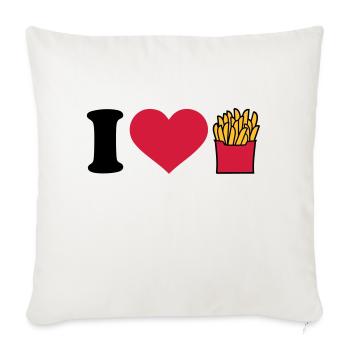 I love Fries - Sofa pillowcase 17,3'' x 17,3'' (45 x 45 cm) - natural white - Front