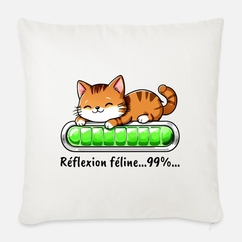 Réflexion Féline à 99% - Chat Mignon - Housse de coussin décorative 45 x 45 cm - blanc nature