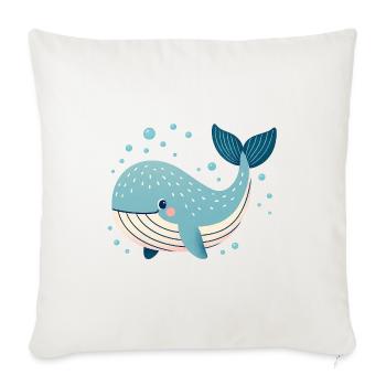Blue Whale with Bubbles - Sofa pillowcase 17,3'' x 17,3'' (45 x 45 cm) - natural white - Front