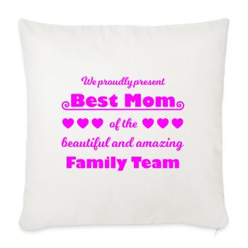Meilleure équipe de maman – Family Joy Pink - Housse de coussin décorative 45 x 45 cm - blanc nature - Devant