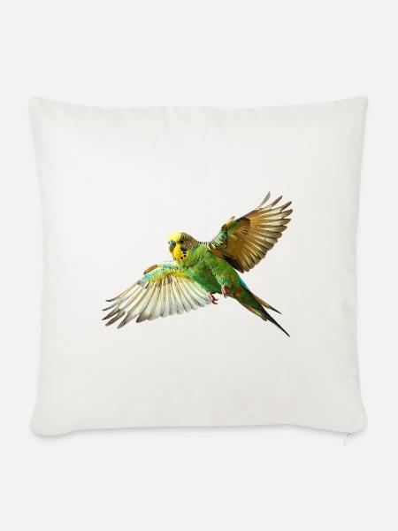 Wellensittich Kanarienvogel - Sofakissenbezug 45 x 45 cm - Naturweiß