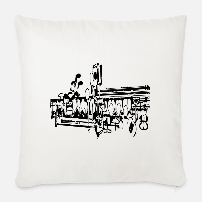 Saxophone - Housse de coussin décorative 45 x 45 cm - blanc nature