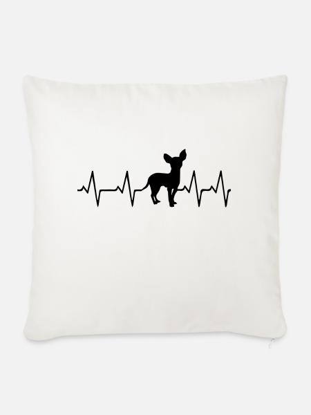 Chihuahua Tshirt Heartbeat Geschenk Hundebesitzer - Sofakissenbezug 45 x 45 cm - Naturweiß 