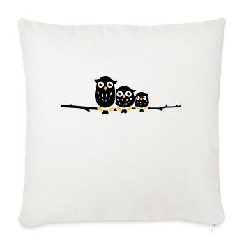 trois hiboux sur une branche - Housse de coussin décorative 45 x 45 cm - blanc nature - Devant