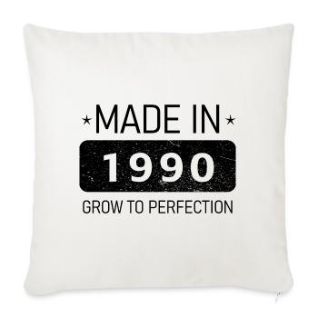 Fabriqué en 1990 – Style Vintage - Housse de coussin décorative 45 x 45 cm - blanc nature - Devant