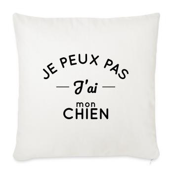 Je peux pas j'ai mon chien - Housse de coussin décorative 45 x 45 cm - blanc nature - Devant