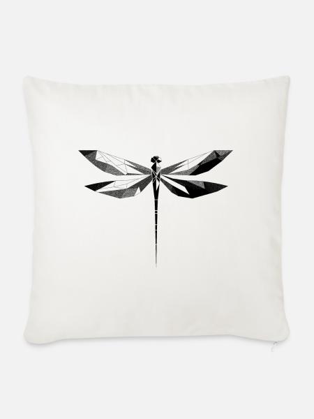 Geometrische Libelle - Sofakissenbezug 45 x 45 cm - Naturweiß 