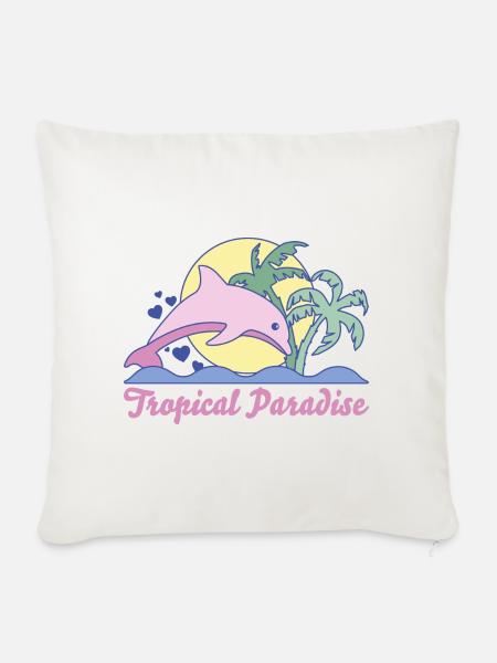 Tropical Paradise - Sofakissenbezug 45 x 45 cm - Naturweiß 