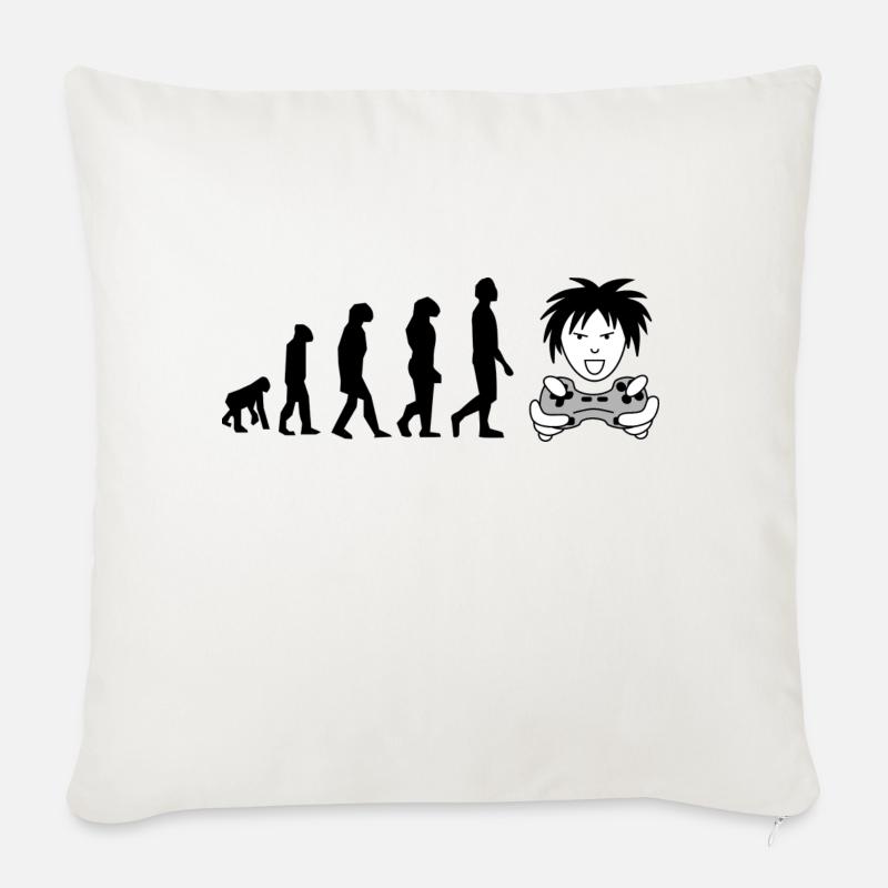 evolution gamer - Housse de coussin décorative 45 x 45 cm - blanc nature