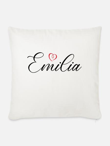 emilia name herz - Sofakissenbezug 45 x 45 cm - Naturweiß 
