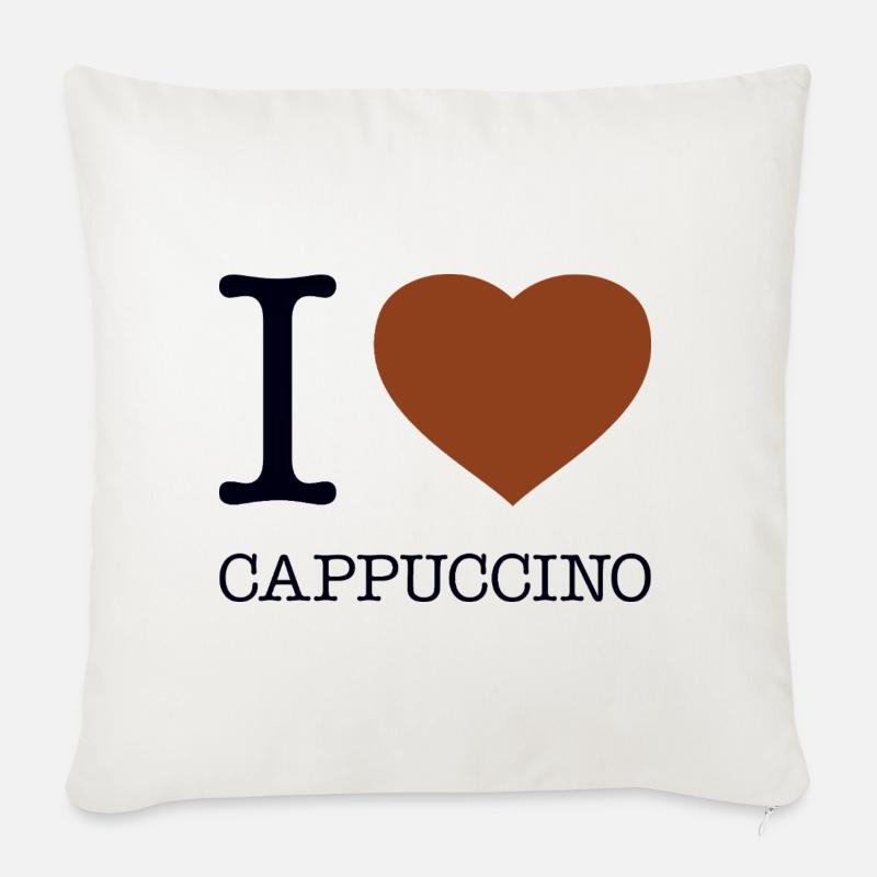 I LOVE CAPPUCCINO - Sofakissenbezug 45 x 45 cm - Naturweiß 