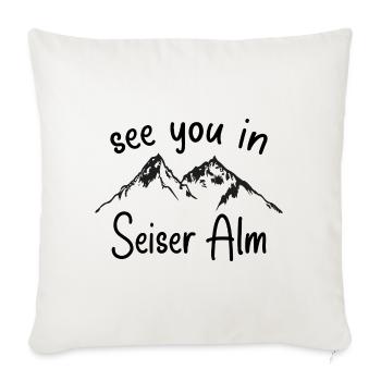 Seiser Alm Snowboarden Wandern und Ski fahren - Sofakissenbezug 45 x 45 cm - Naturweiß  - Vorne