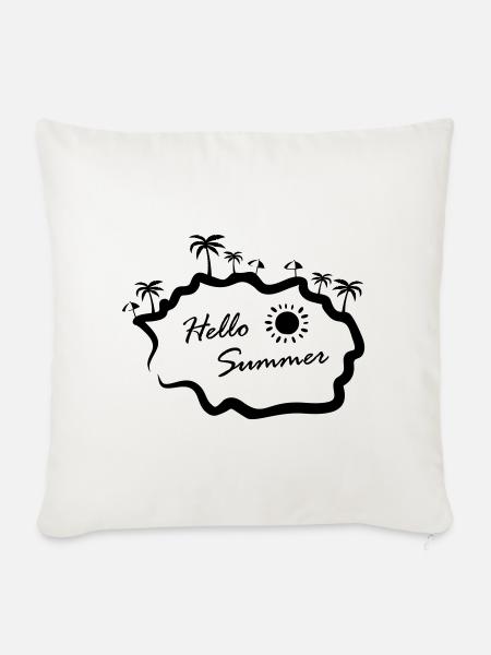 Hello Summer Insel Palmen - Sofakissenbezug 45 x 45 cm - Naturweiß
