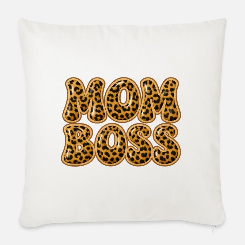 design maman Y2K avec imprimé léopard - Housse de coussin décorative 45 x 45 cm - blanc nature