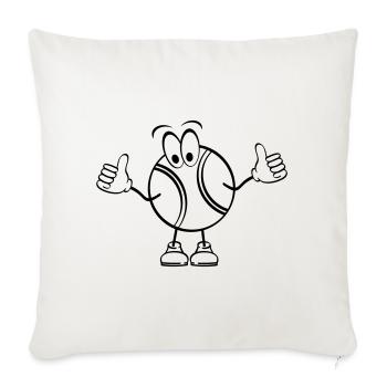 Mascotte de dessin animé balle de tennis heureuse. Le tennis, c’est la vie. - Housse de coussin décorative 45 x 45 cm - blanc nature - Devant