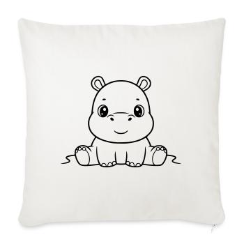 Résumé de la bande dessinée Bébé Hippopotame mignon - Housse de coussin décorative 45 x 45 cm - blanc nature - Devant