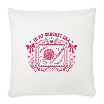In My Crochet Era Yarn Queen Hooked On Love - Sofa pillowcase 17,3'' x 17,3'' (45 x 45 cm) - natural white - Front