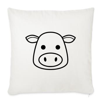 Icône de tête de vache Minimaliste Clean - Housse de coussin décorative 45 x 45 cm - blanc nature - Devant