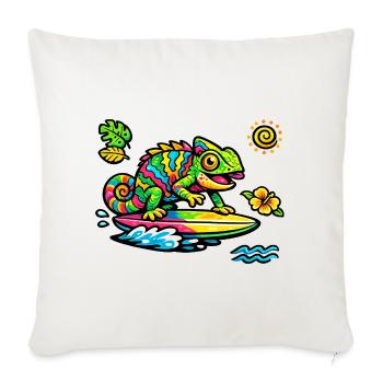 Colorful chameleon surfing art - Sofa pillowcase 17,3'' x 17,3'' (45 x 45 cm) - natural white - Front