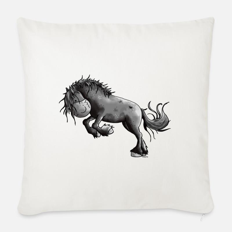 Wilder Friese - Pferd - Sofakissenbezug 45 x 45 cm - Naturweiß 